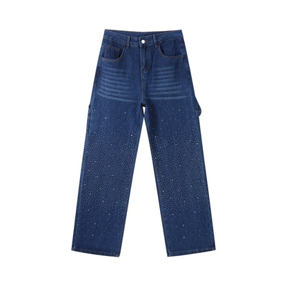 Casual Rhinestone Loose Harem Jeans