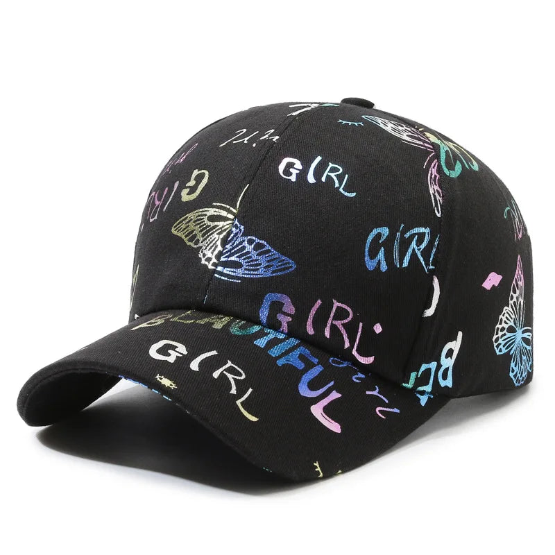 Female Male Sport Butterfly Smiling Face Letter Visors Cap