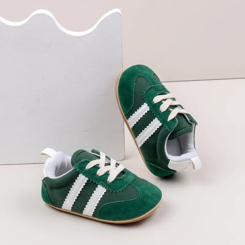 2 Striped  soft soled baby girls shoes  0-18M