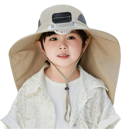 UV Protection Kids Solar/USB Charging Fan Hat For Outdoor activity
