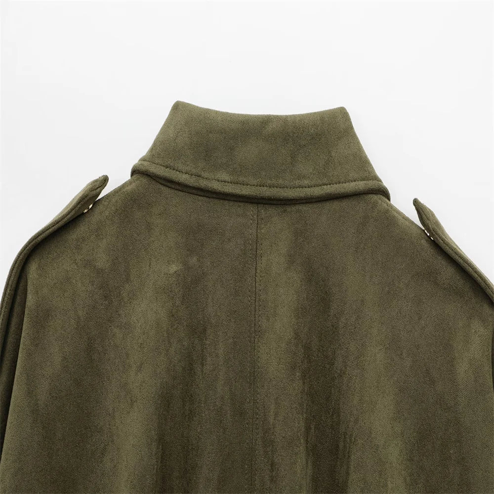 Faux Suede Loose Fit Stylish  Jacket