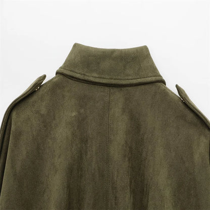 Faux Suede Loose Fit Stylish  Jacket