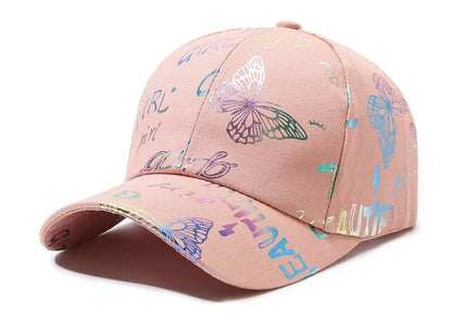 Female Male Sport Butterfly Smiling Face Letter Visors Cap