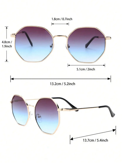 2 Pcs Metal Geometric Classical Sunglasses