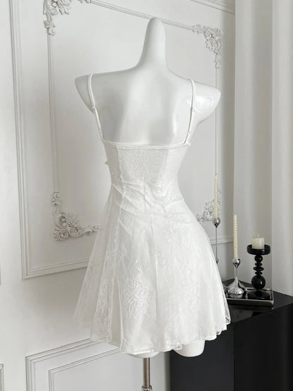 French Pearl – White Lace Fishtail Beach Dress