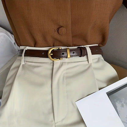 Vintage PU Leather Oval Buckle Belt