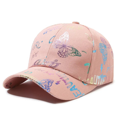 Female Male Sport Butterfly Smiling Face Letter Visors Cap