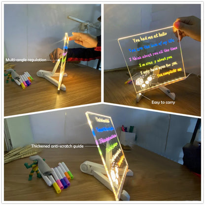 LED Note  Acrylic Drawing Board Night Light With Colorful 7 Pens