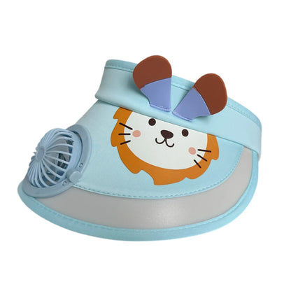 Animal Print Wide Brim  Kids Sun protection Fan Hat Charging USB