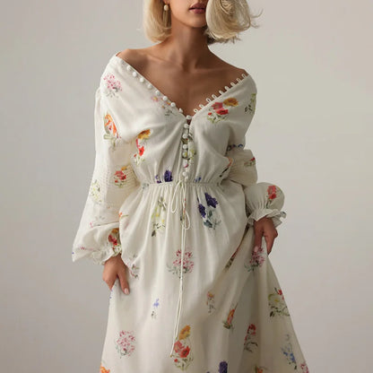 Garden Whisper – Loose Floral Beach Dress