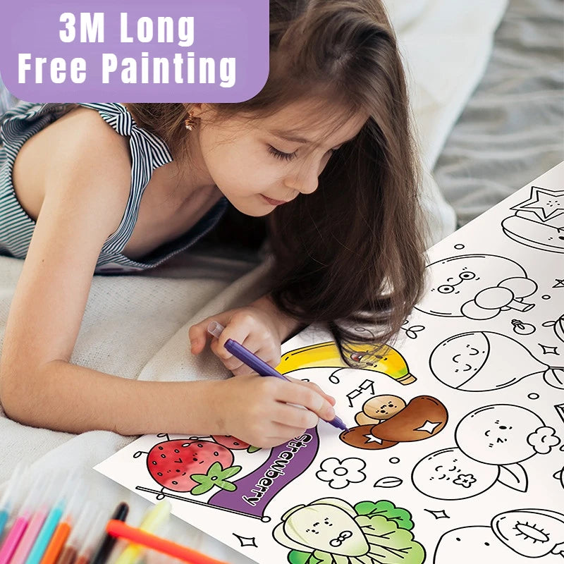 DIY Sticky Drawing Roll Color Filling Paper Educational Toys For Children