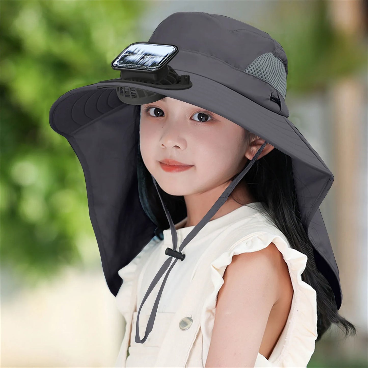 UV Protection Kids Solar/USB Charging Fan Hat For Outdoor activity