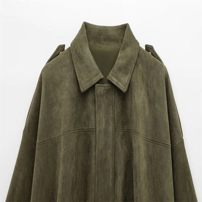 Faux Suede Loose Fit Stylish  Jacket