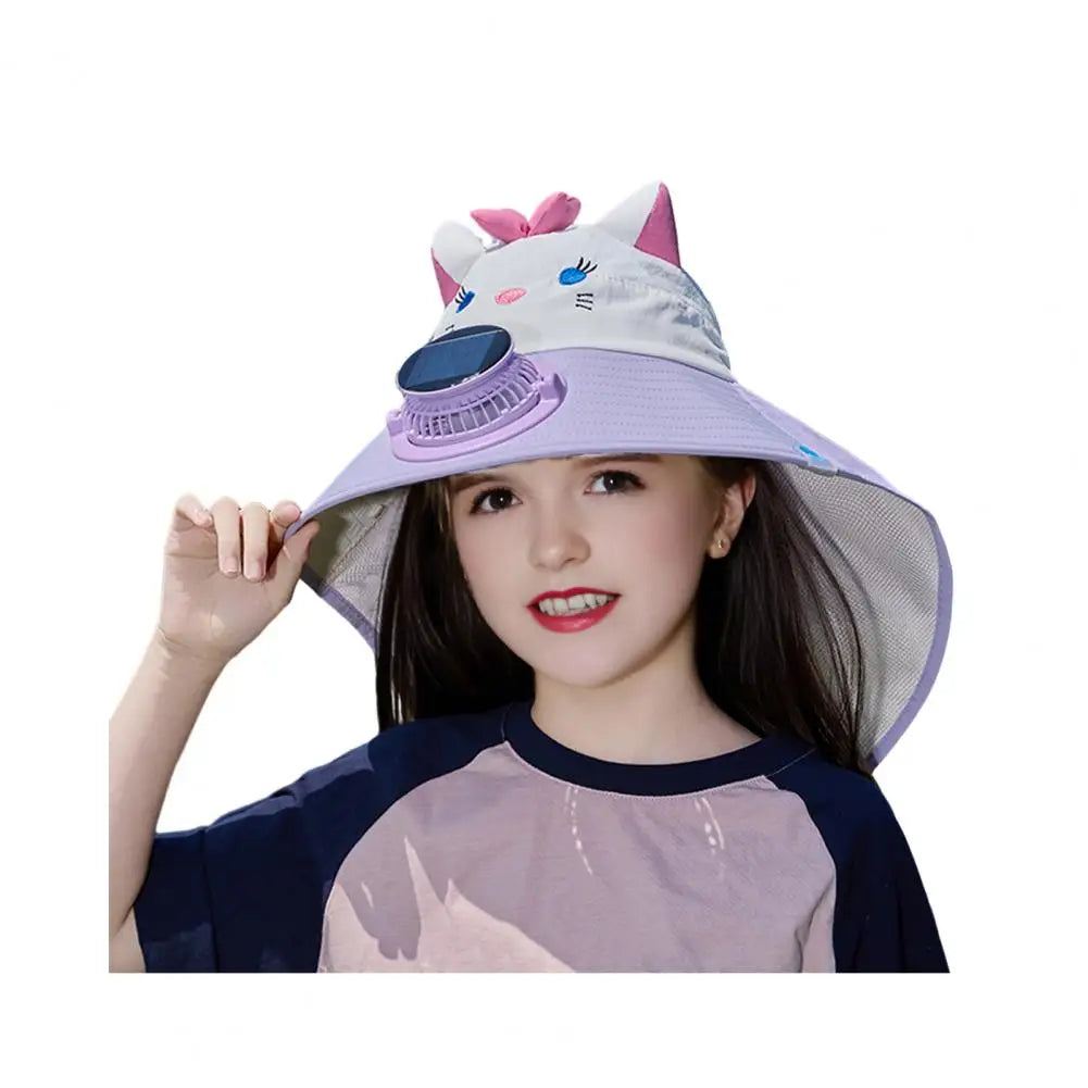 UV Protection Kids Solar/USB Charging Fan Hat  Outdoor activity Cyclyng ,Fishing