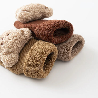 Cute Bear Baby Socks for Boys Girls Winter Soft Cotton