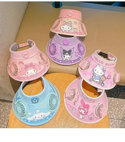 My Mellody Wide Brim Kids  Sun protection Fan Hat Charging /USB