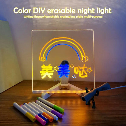 LED Note  Acrylic Drawing Board Night Light With Colorful 7 Pens