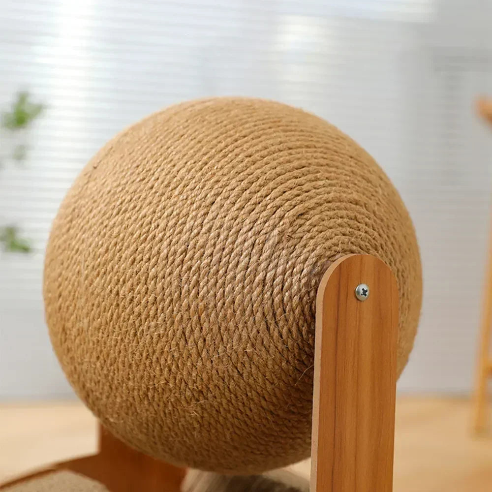 Cat Scratching Ball Wooden Cat Scratcher  Toy 2 In1