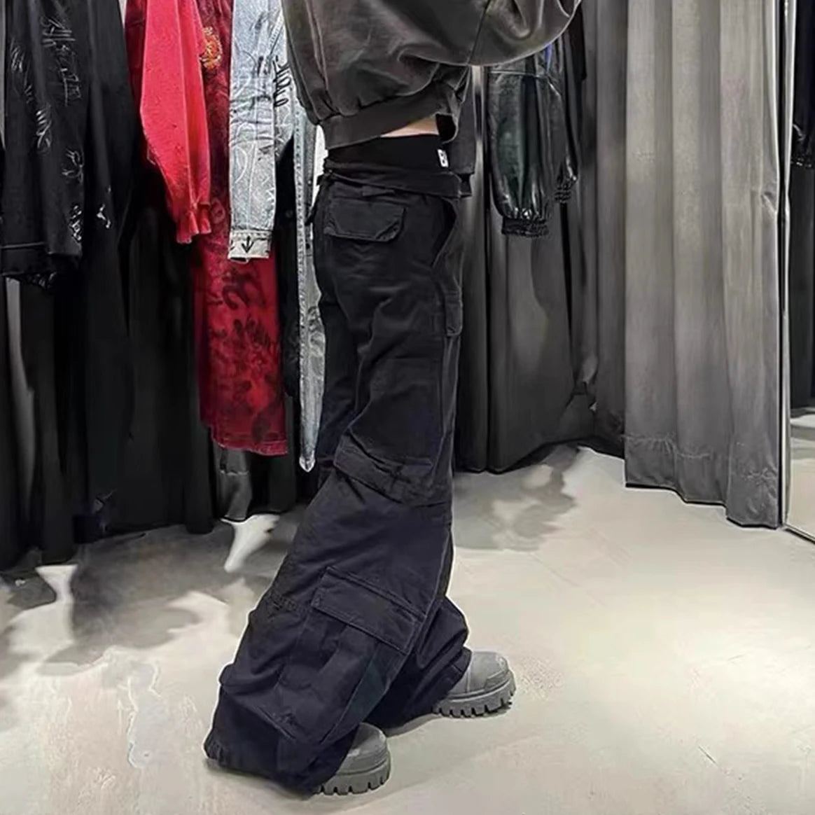 Street Flared Detachable  Cargo  Pants