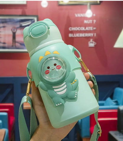 Cute Stainless Steel Leak-Proof  Water Bottle With Straw