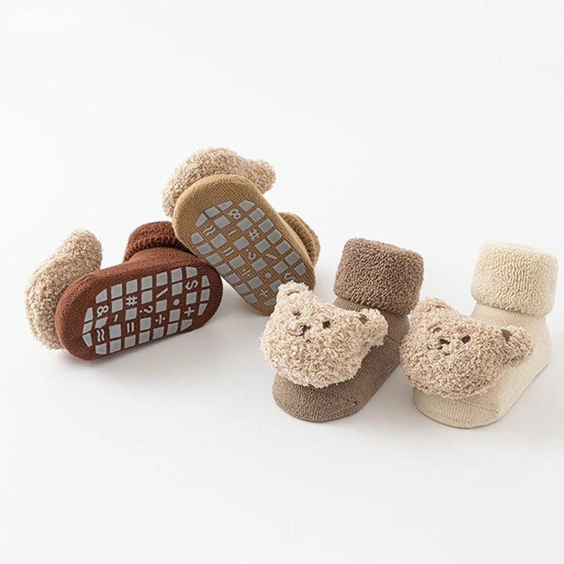 Cute Bear Baby Socks for Boys Girls Winter Soft Cotton