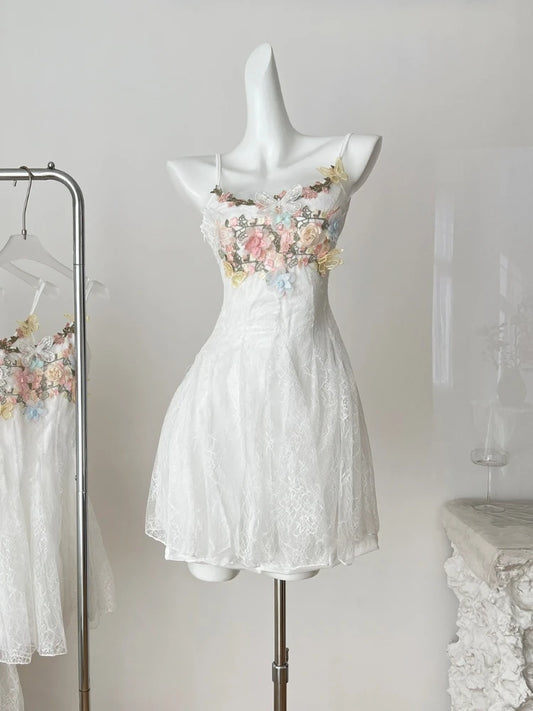 French Pearl – White Lace Fishtail Beach Dress
