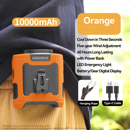 Outdoor Portable Waist Fan,Neck Fan, Hiking Fan  10000mAh