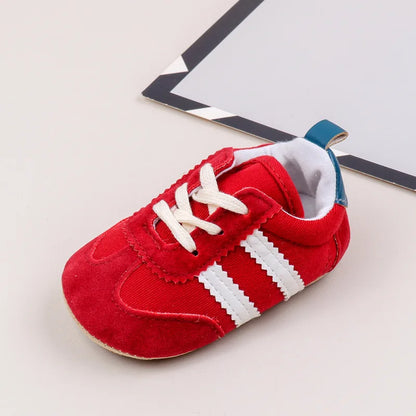 2 Striped  soft soled baby girls shoes  0-18M
