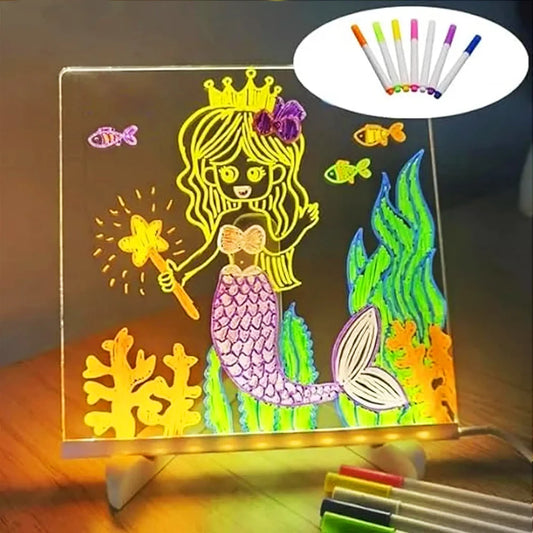LED Note  Acrylic Drawing Board Night Light With Colorful 7 Pens