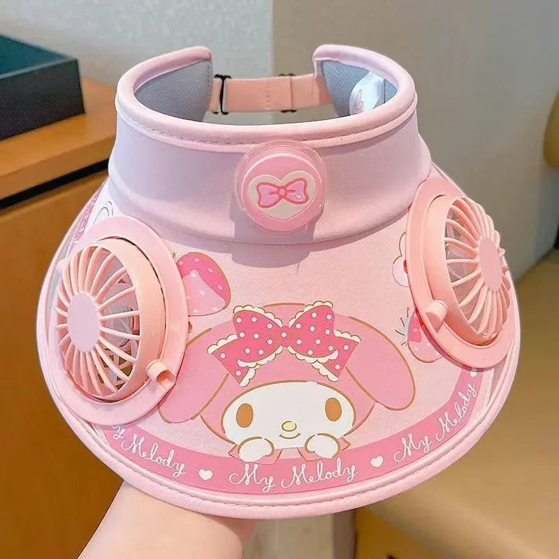 My Mellody Wide Brim Kids  Sun protection Fan Hat Charging /USB