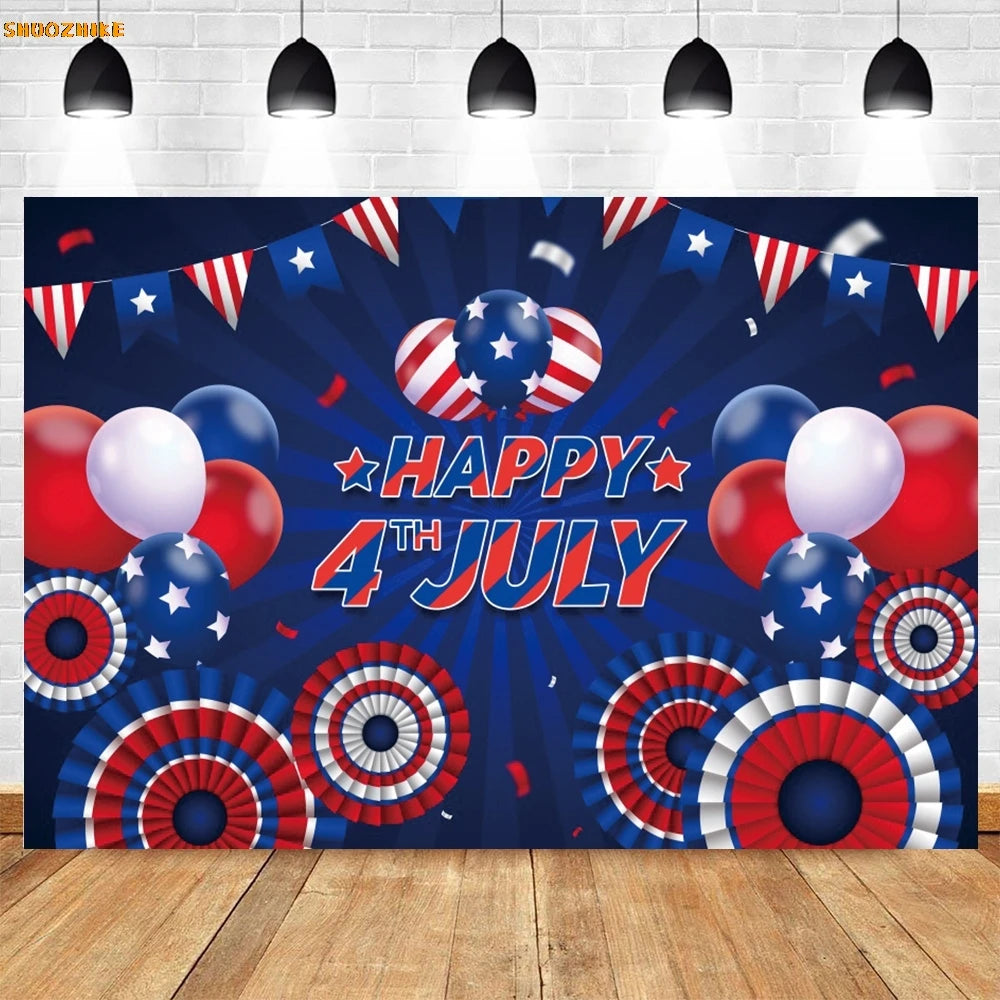 Flag and Balloon 4th Of July Day Photography