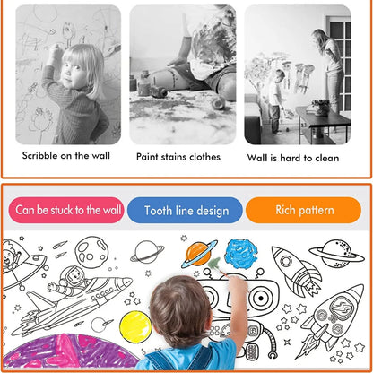 DIY Sticky Drawing Roll Color Filling Paper Educational Toys For Children