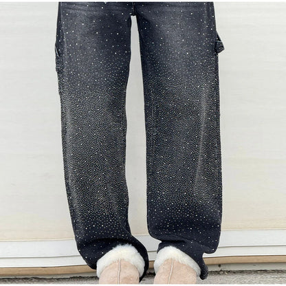 Casual Rhinestone Loose Harem Jeans