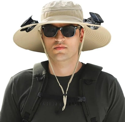 UPF 50+ Wide Brim Solar Fan & Charging Hat