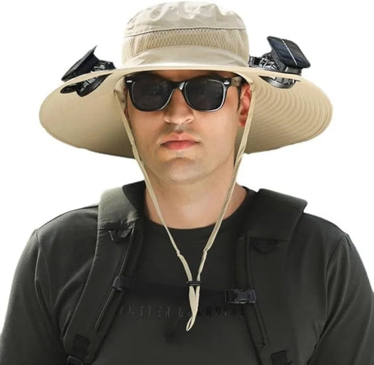 UPF 50+ Wide Brim Solar Fan & Charging Hat