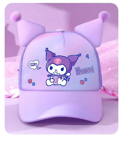 Kuromi Cute Kawaii Wig Braid  Summer Hat Kids Children Aged 5-10