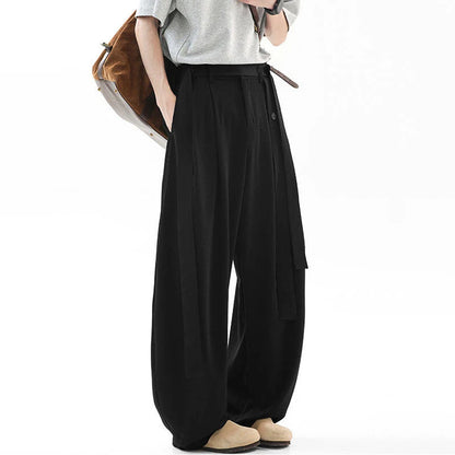 Pleated Ribbon  Loose Casual Pants