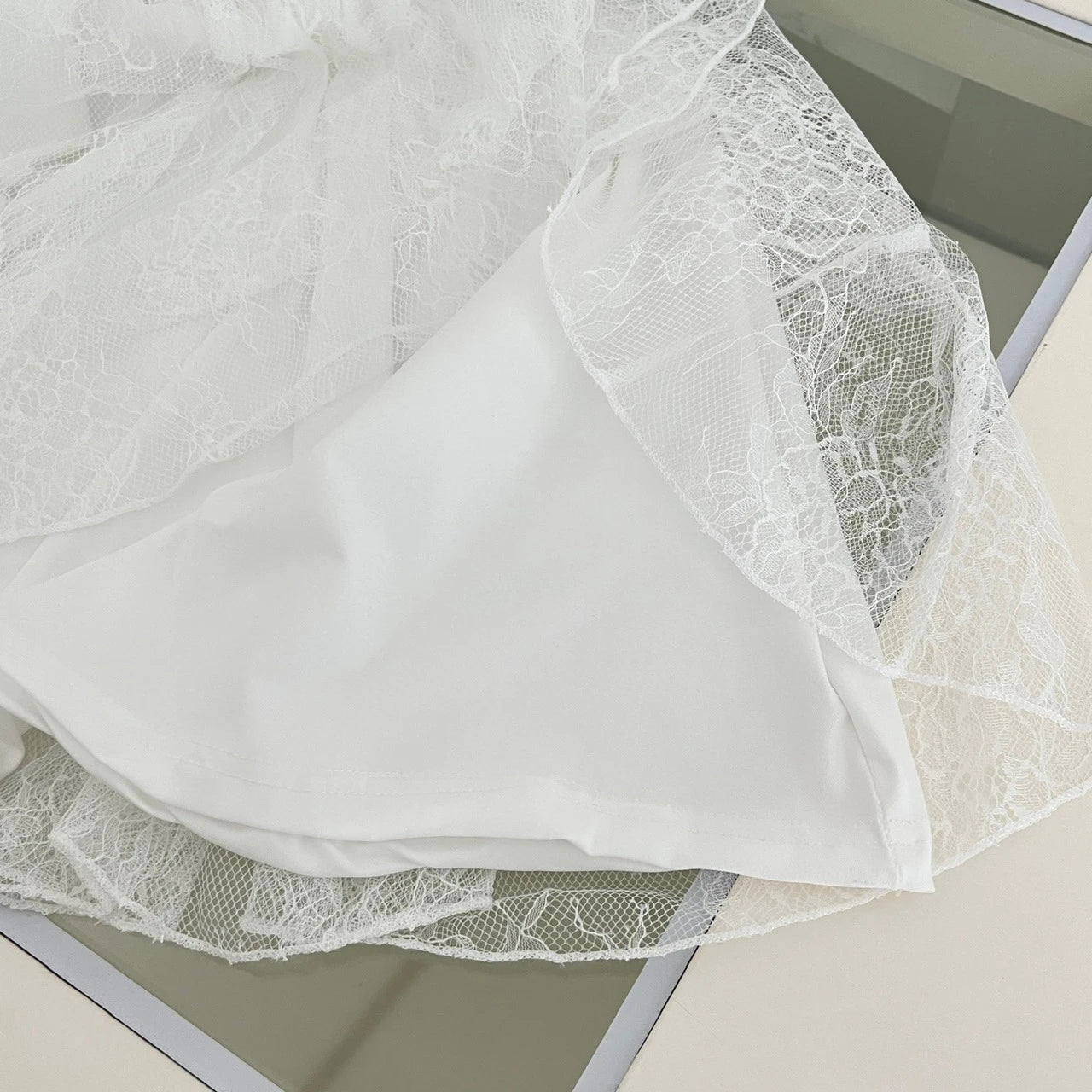 French Pearl – White Lace Fishtail Beach Dress