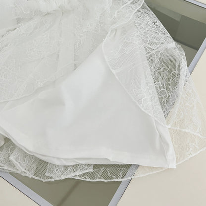 French Pearl – White Lace Fishtail Beach Dress