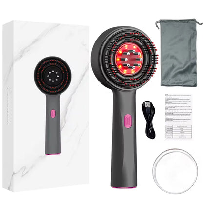 Electric Vibration Massage Comb Red Light Therapy Hair Growth Scalp Massage Brush Oil Liquid Applicator Head Massager