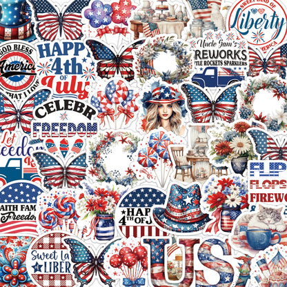 106PCS 4th of July Independence Day Flag Faith Sticker
