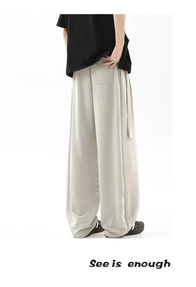 Pleated Ribbon  Loose Casual Pants