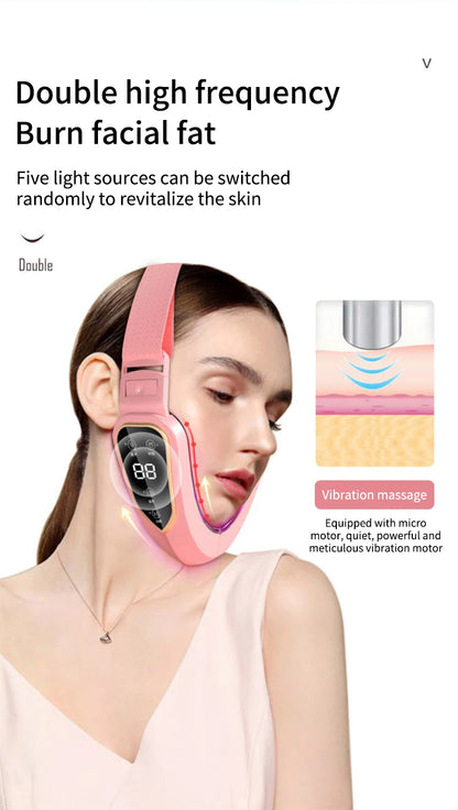 LED Photon Therapy Facial Lifting & Slimming Massager – Heated V-Face Double Chin Reducer & Skin Tightening Device