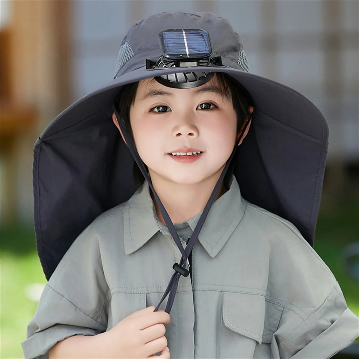 UV Protection Kids Solar/USB Charging Fan Hat For Outdoor activity