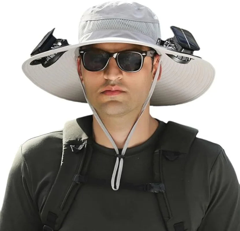 UPF 50+ Wide Brim Solar Fan & Charging Hat