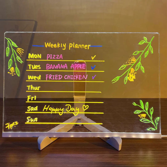 LED Note  Acrylic Drawing Board Night Light With Colorful 7 Pens