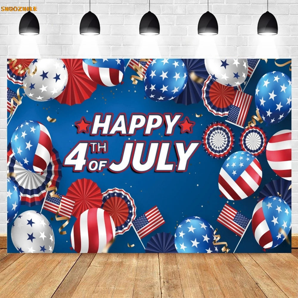 Flag and Balloon 4th Of July Day Photography