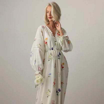 Garden Whisper – Loose Floral Beach Dress