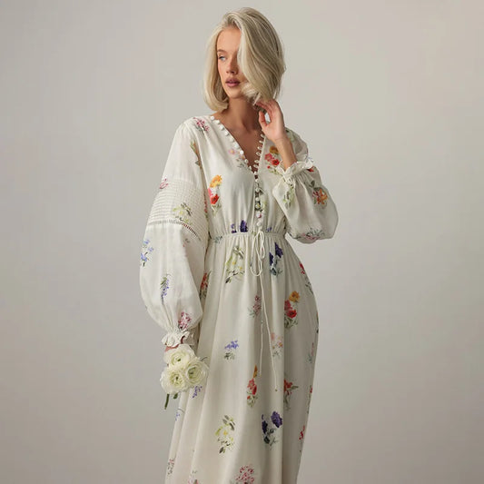 Garden Whisper – Loose Floral Beach Dress