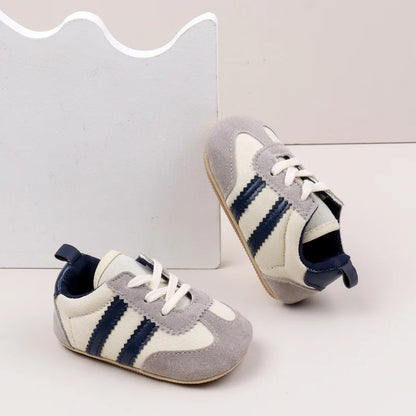 2 Striped  soft soled baby girls shoes  0-18M